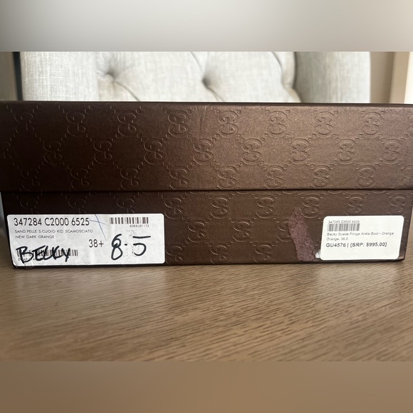 Gucci ‘Becky’ Burnt Orange Suede Fringe High Heel Sandals - Picture 9 of 10